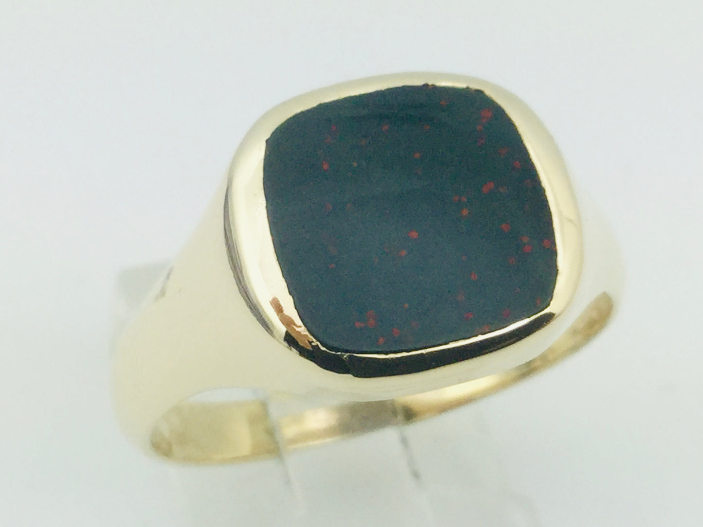 14k Yellow Gold Square Cut Bloodstone Ring