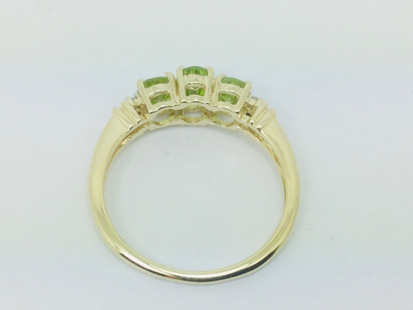 14k Yellow Gold Oval Cut 1.3ct Peridot August Birthstone & 2pt Diamond Halo Ring