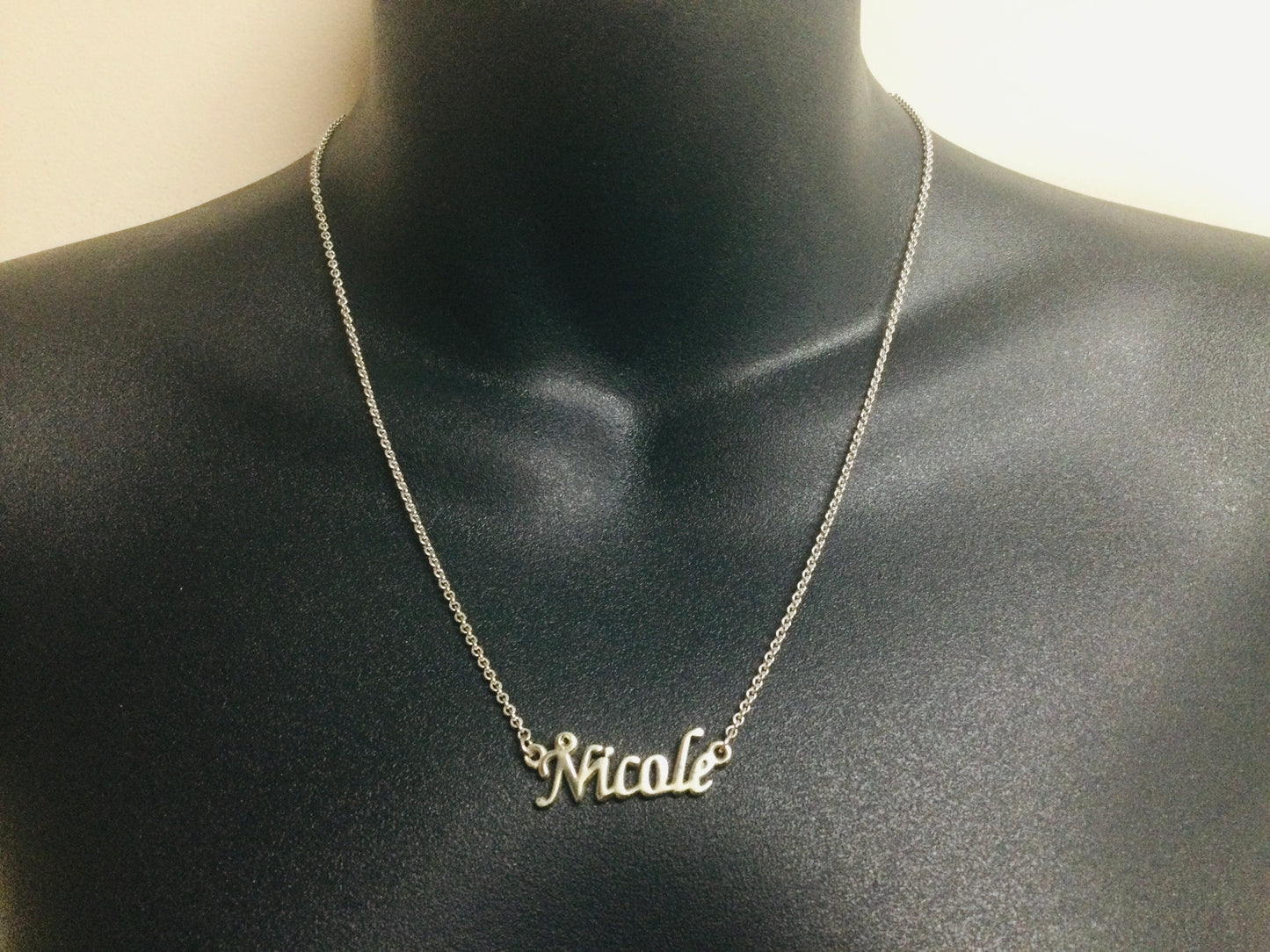 10k White Gold Round Cut 3pt Smoky Topaz 'Nicole' Name Necklace