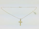 10k Yellow Gold Cross Pendent & White and Yellow Gold Chain Necklace