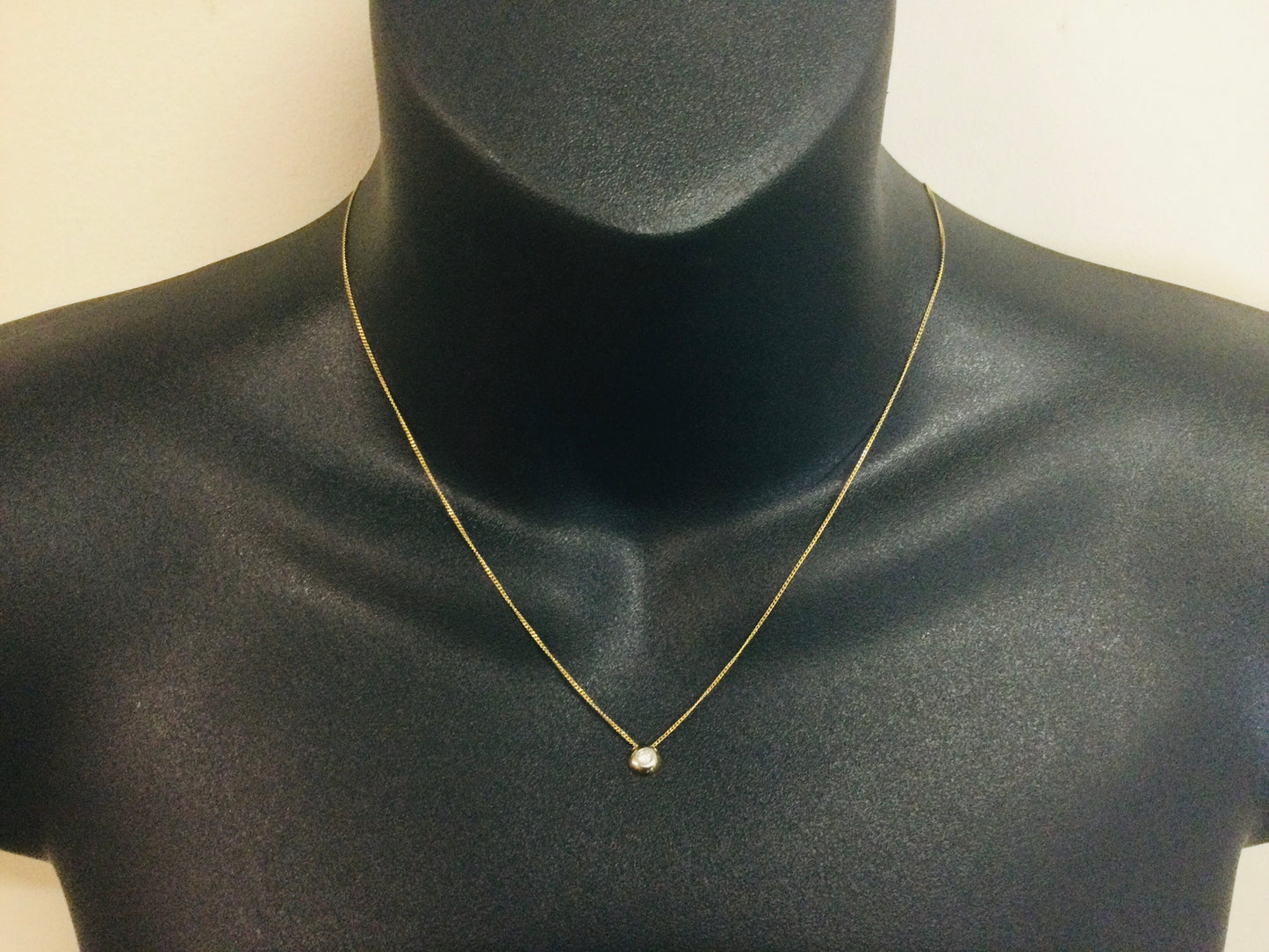 14k Yellow and White Gold Round Cut 6pt Diamond Solitaire Necklace