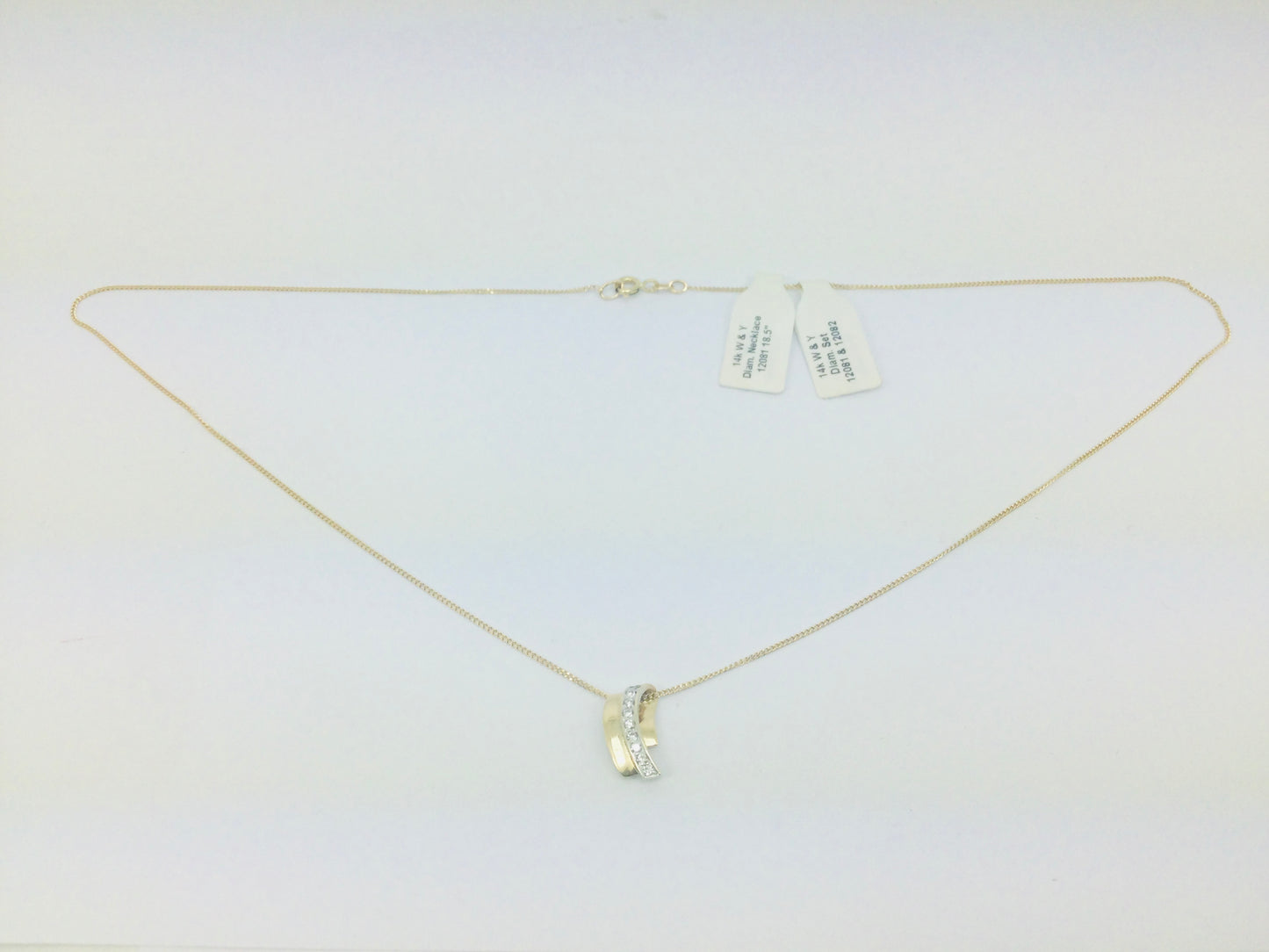 10k Yellow and White Gold Round Cut 28pt Diamond Necklace and Earring Set