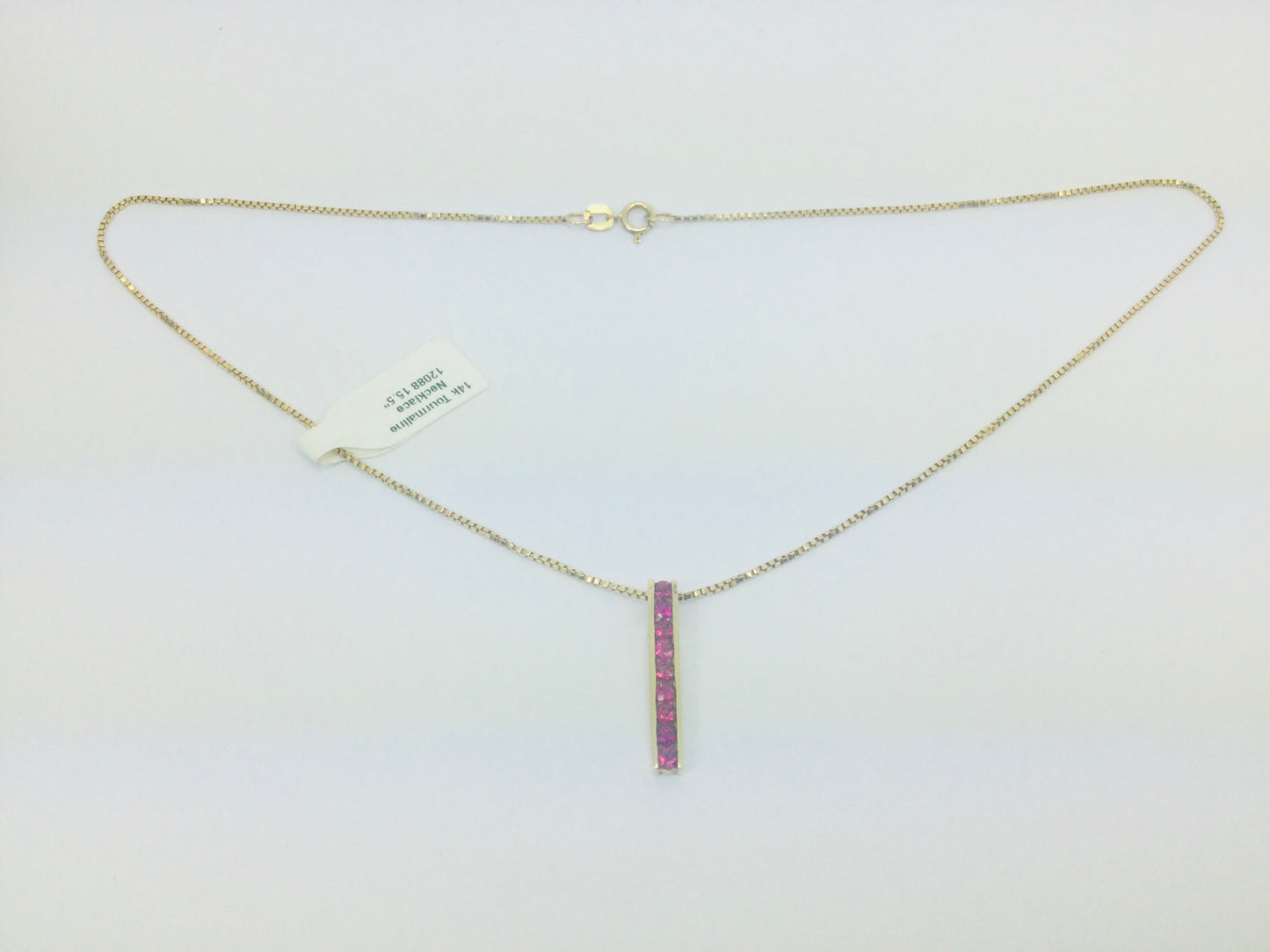 14k Yellow Gold Round Cut 45pt Tourmaline Necklace