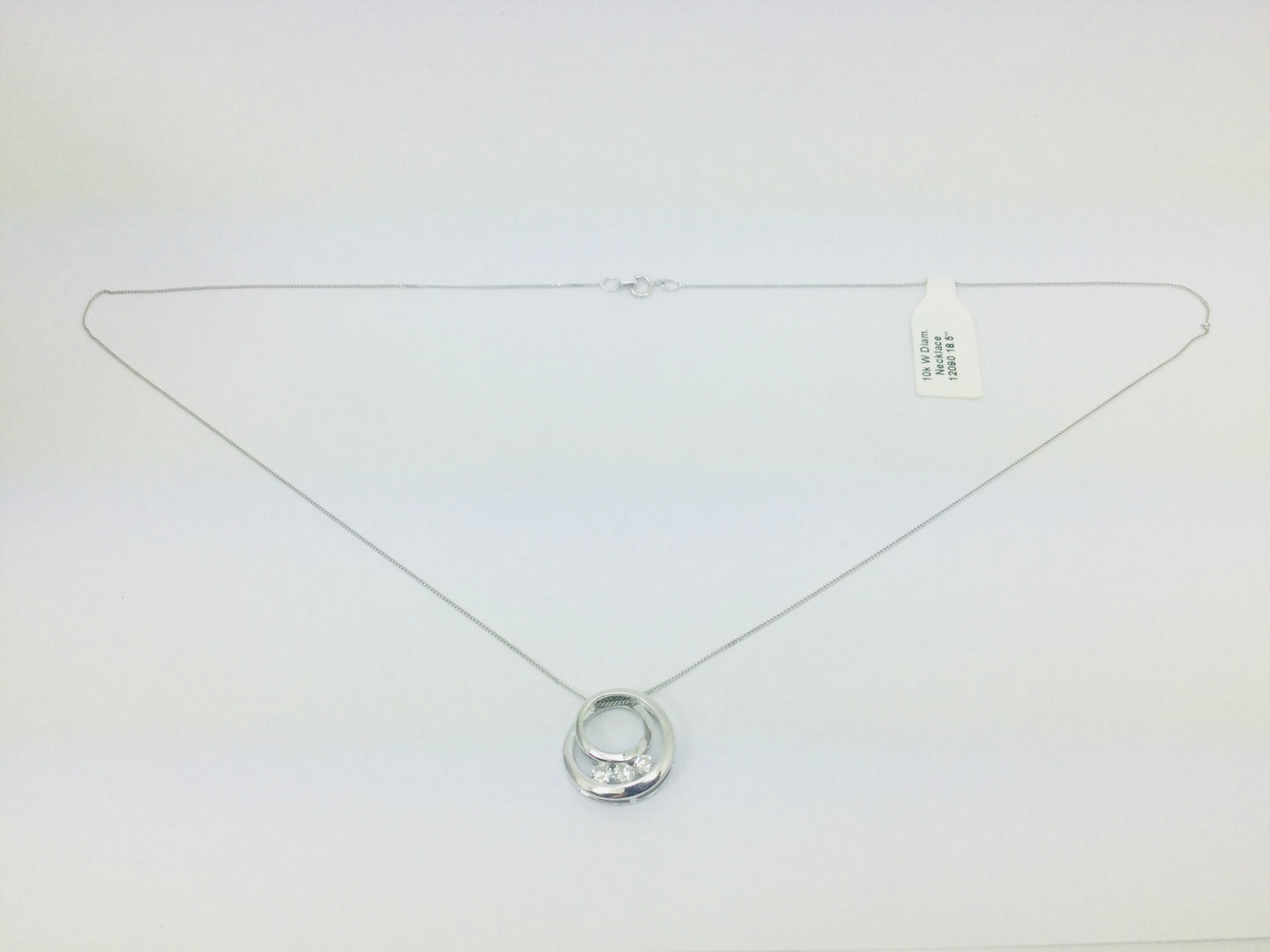 10k White Gold Round Cut 0.30ct Diamond Trinity Circle Necklace
