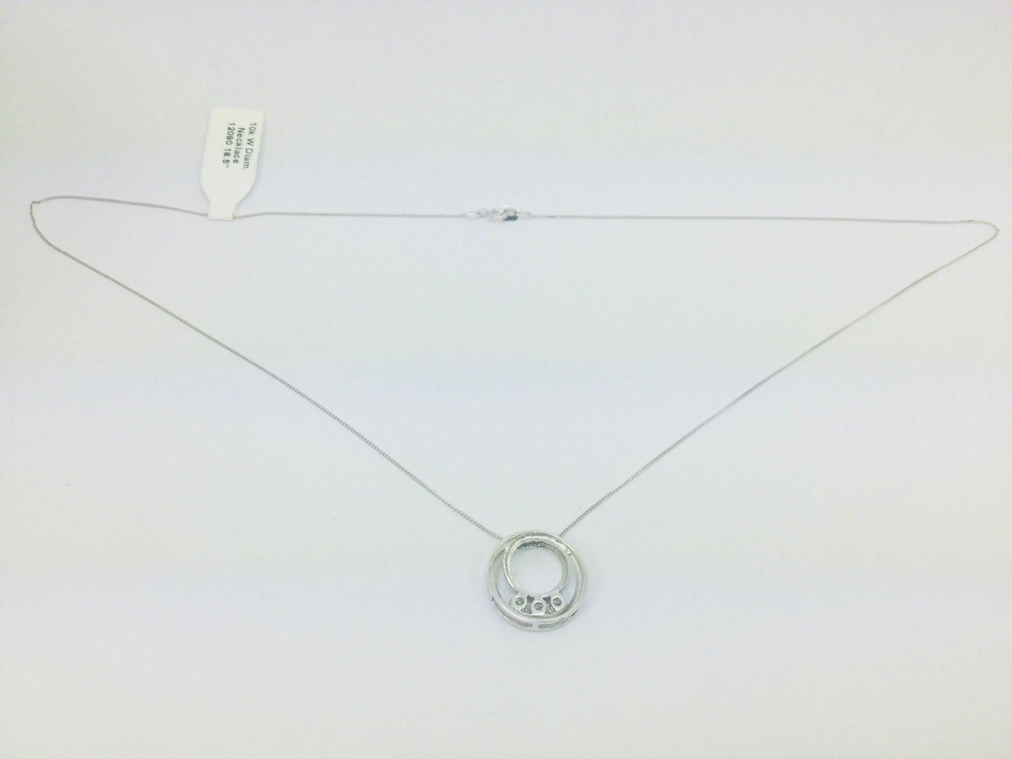 10k White Gold Round Cut 0.30ct Diamond Trinity Circle Necklace