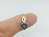 10k Yellow and White Gold Round Cut 8pt Diamond Heart Necklace