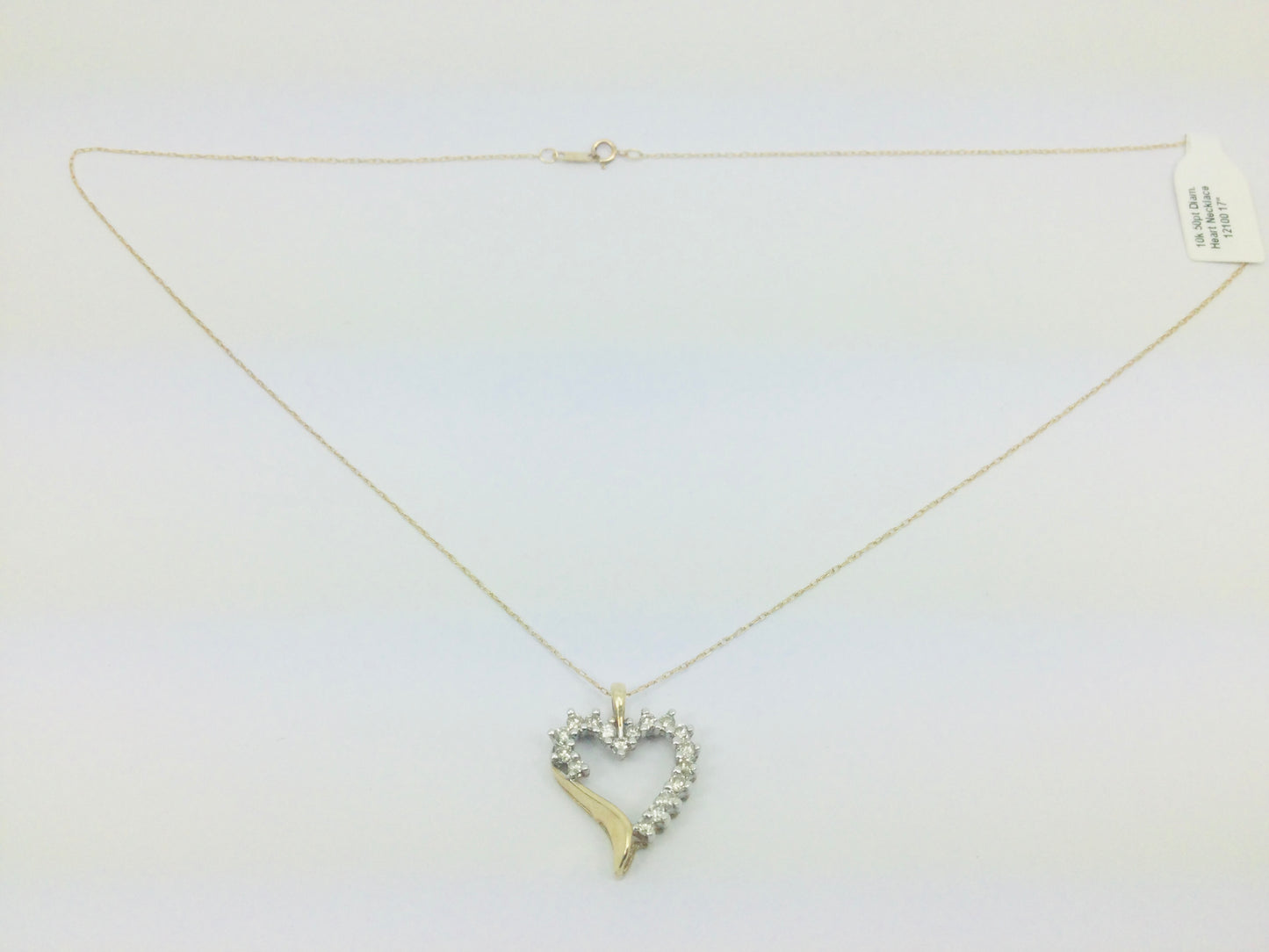 10k Yellow Gold Round Cut 50pt Diamond Heart Necklace