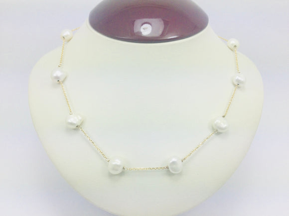 14k Yellow Gold Genuine Pearl June Birthstone Necklace