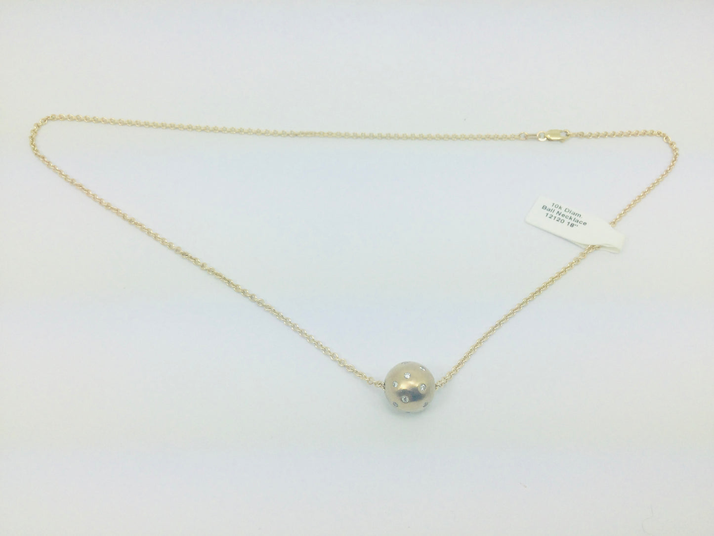 10k Yellow Gold Round Cut 0.27ct Diamond Ball Necklace