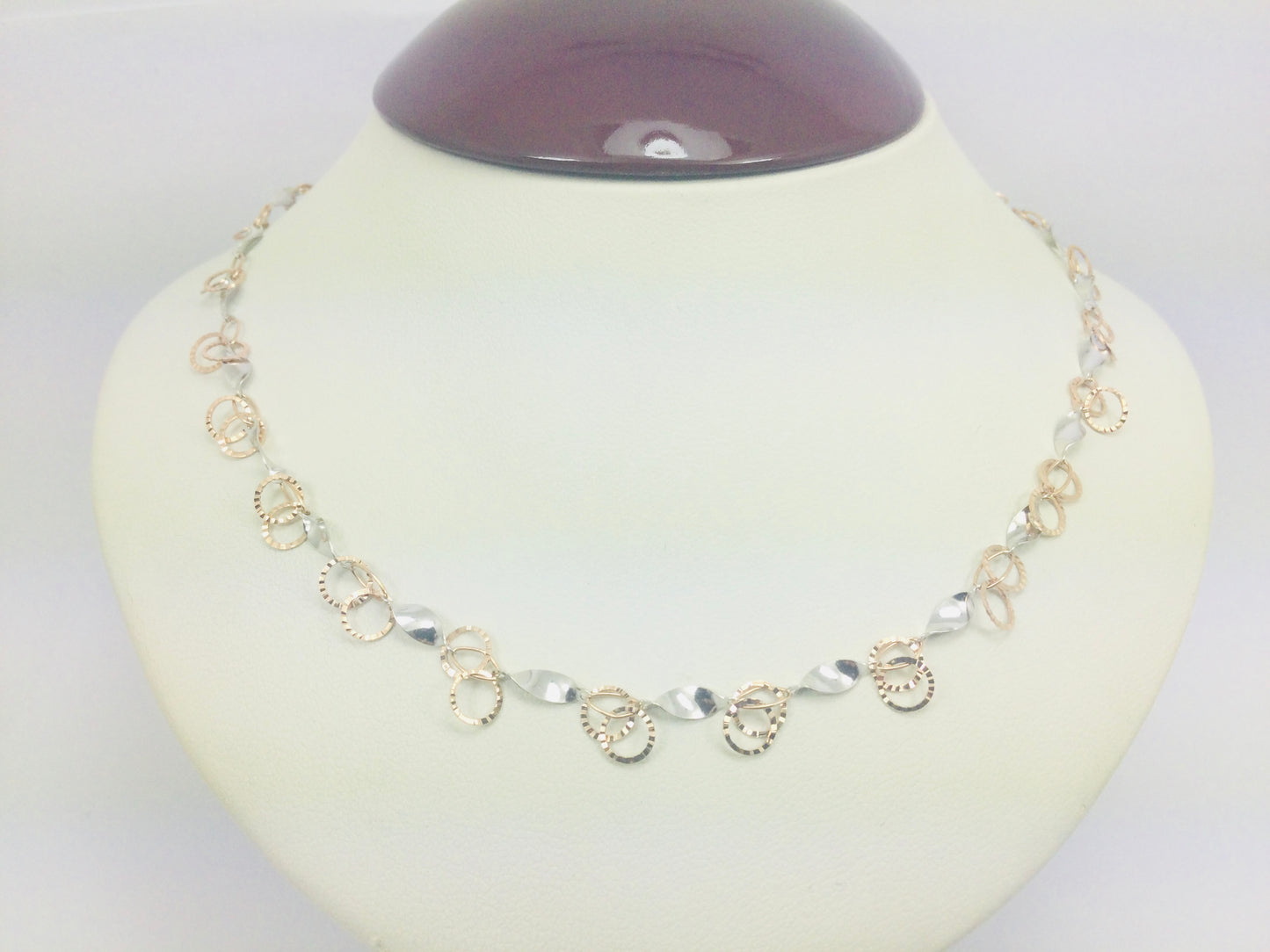 14k Rose and White Gold Chain Necklace