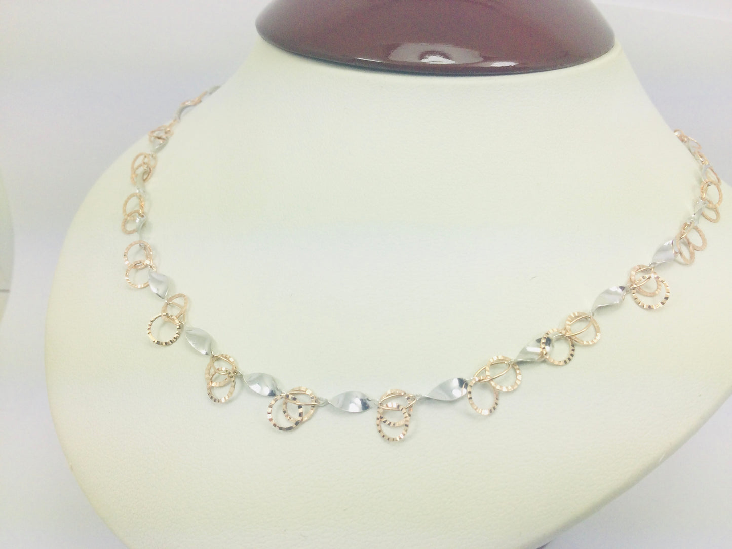 14k Rose and White Gold Chain Necklace