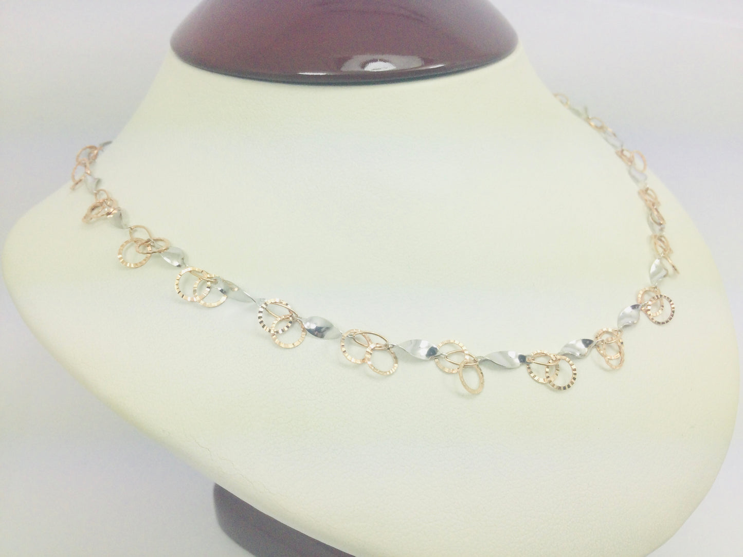 14k Rose and White Gold Chain Necklace