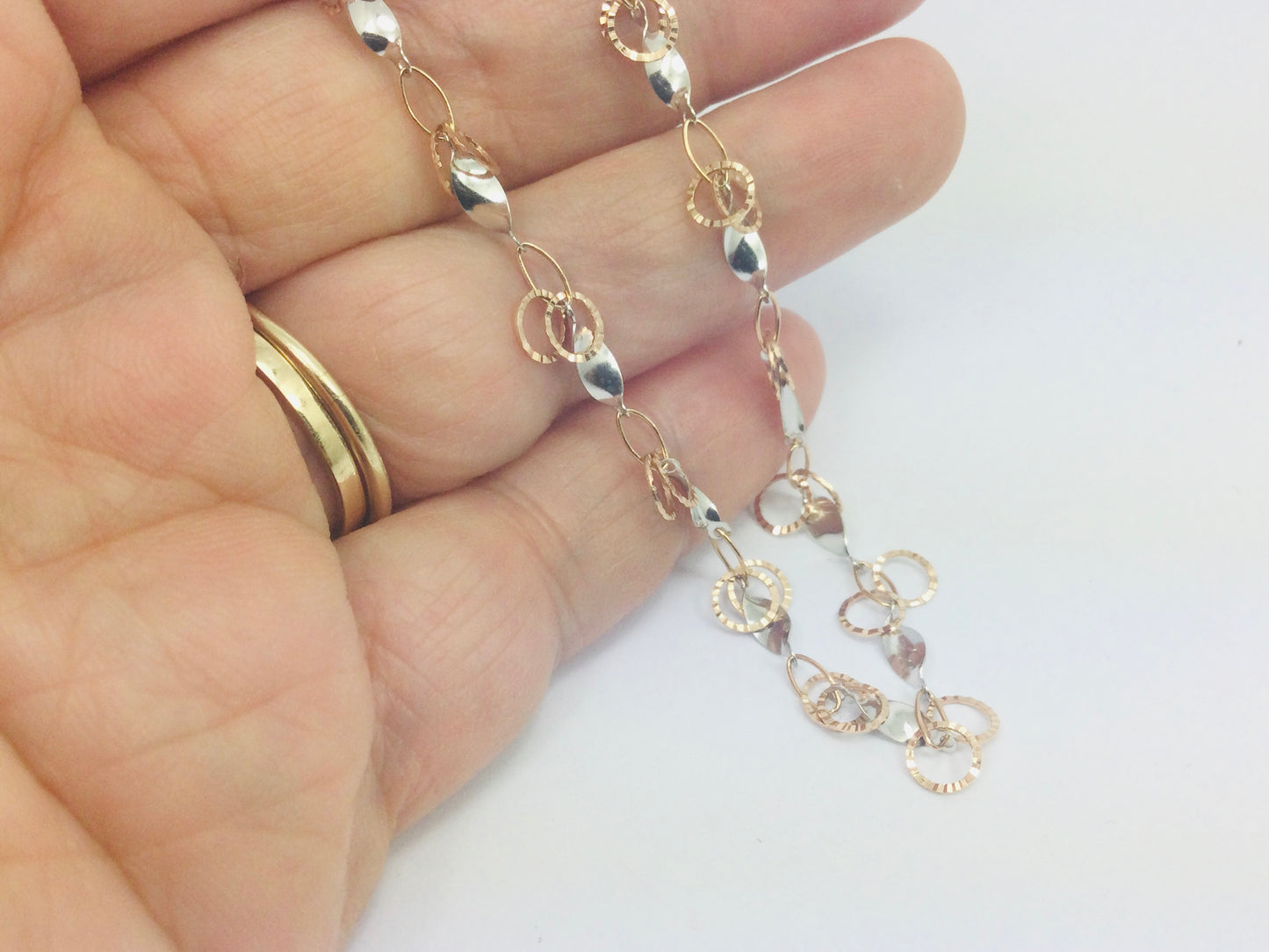 14k Rose and White Gold Chain Necklace