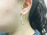 14k Yellow Gold Round Cut 7mm Cubic Zirconia (CZ) Hoop Earrings
