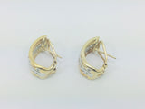 18k Yellow and White Gold Round Cut 45pt Diamond Row Set Earrings