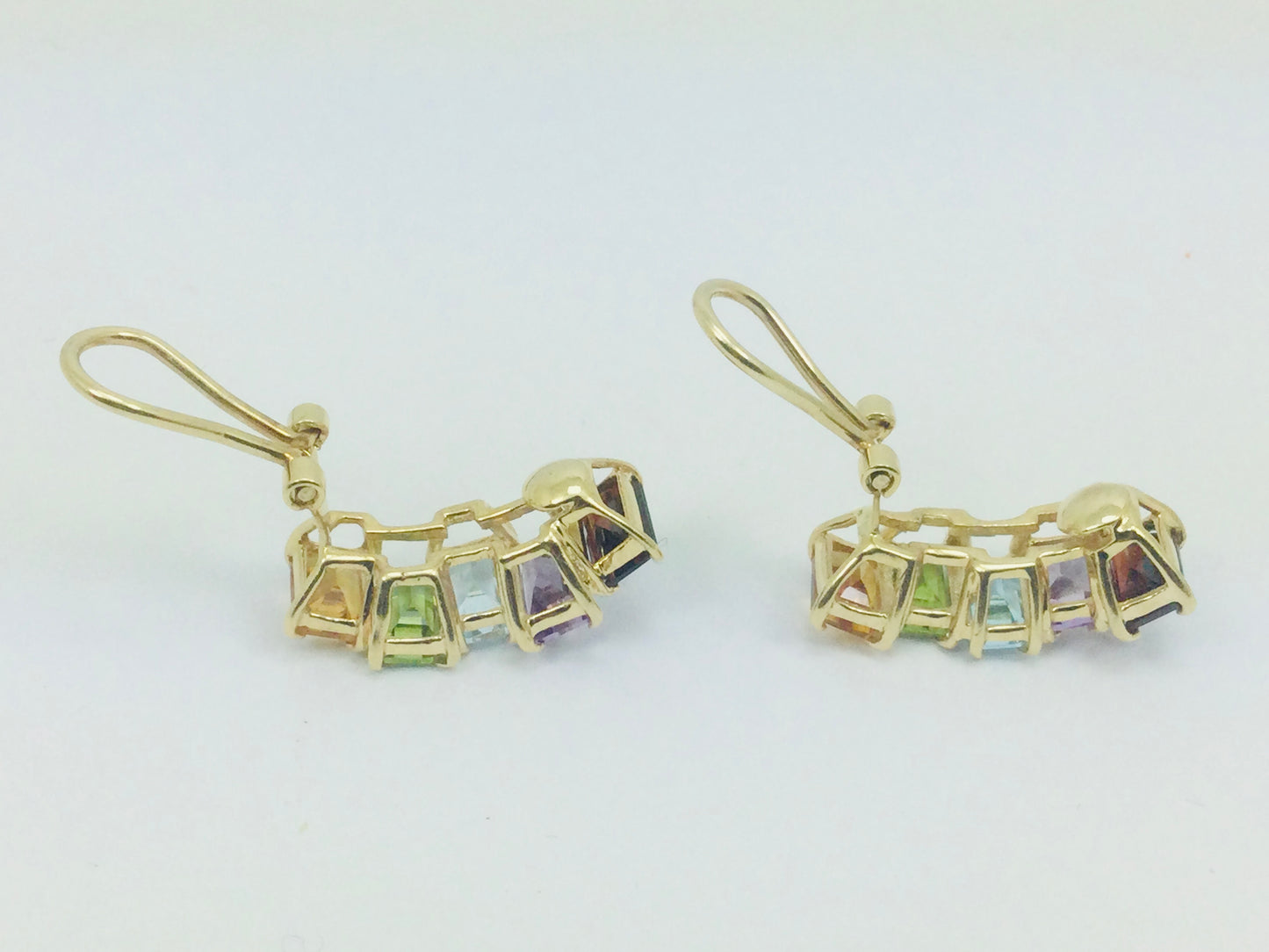 14k Yellow Gold Garnet, Amethyst, Blue Topaz, Peridot & Citrine Clip-On Earrings