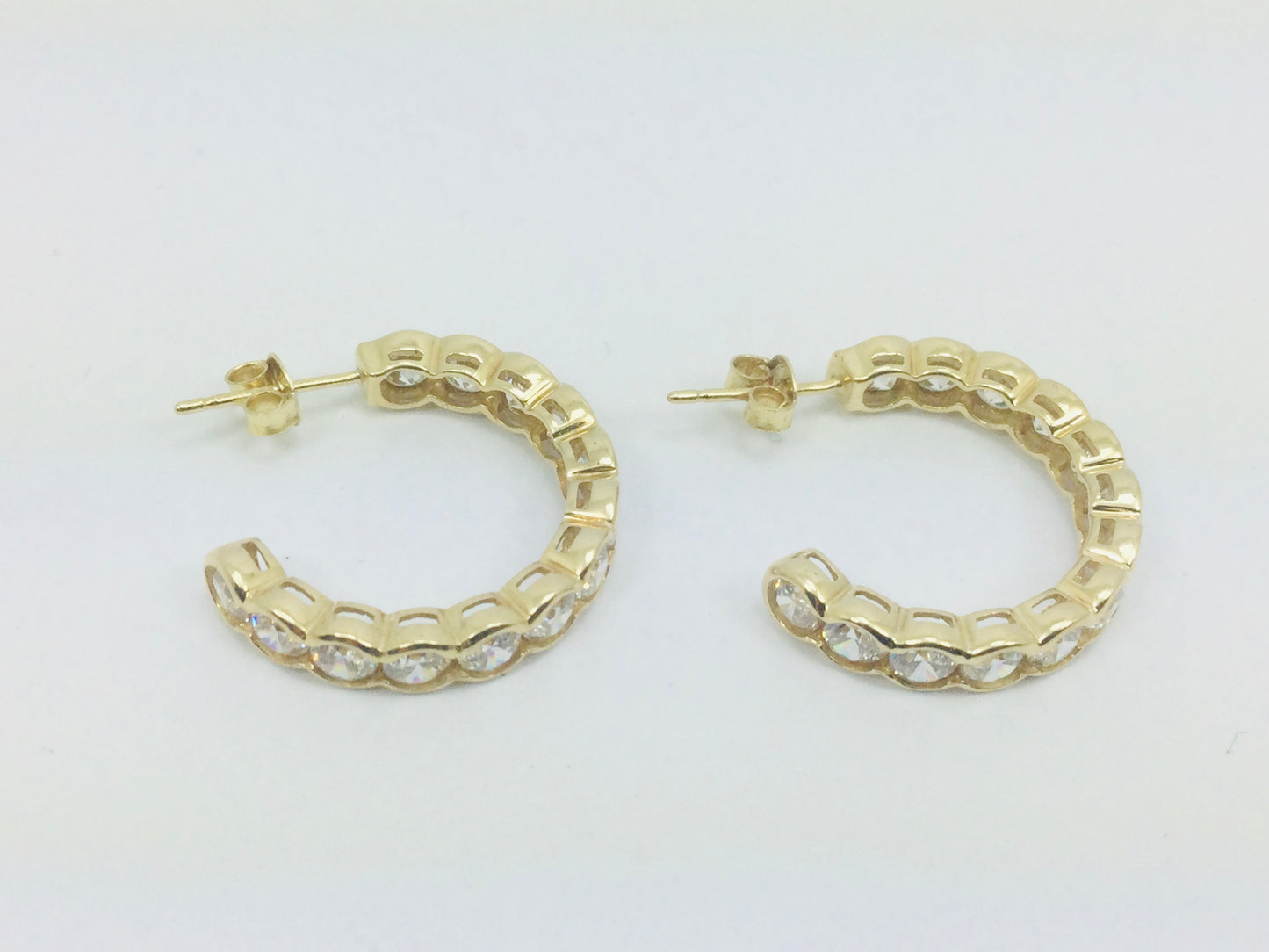 14k Yellow Gold Round Cut Cubic Zirconia (CZ) Earrings