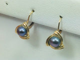 10k Yellow Gold Black Tahitian Pearl Earrings
