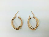 14k Rose Gold Three Strand Oval Hoop Earrings