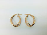 14k Rose Gold Three Strand Oval Hoop Earrings