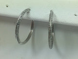 14k White Gold Round Cut 50pt Diamond Hoop Earrings