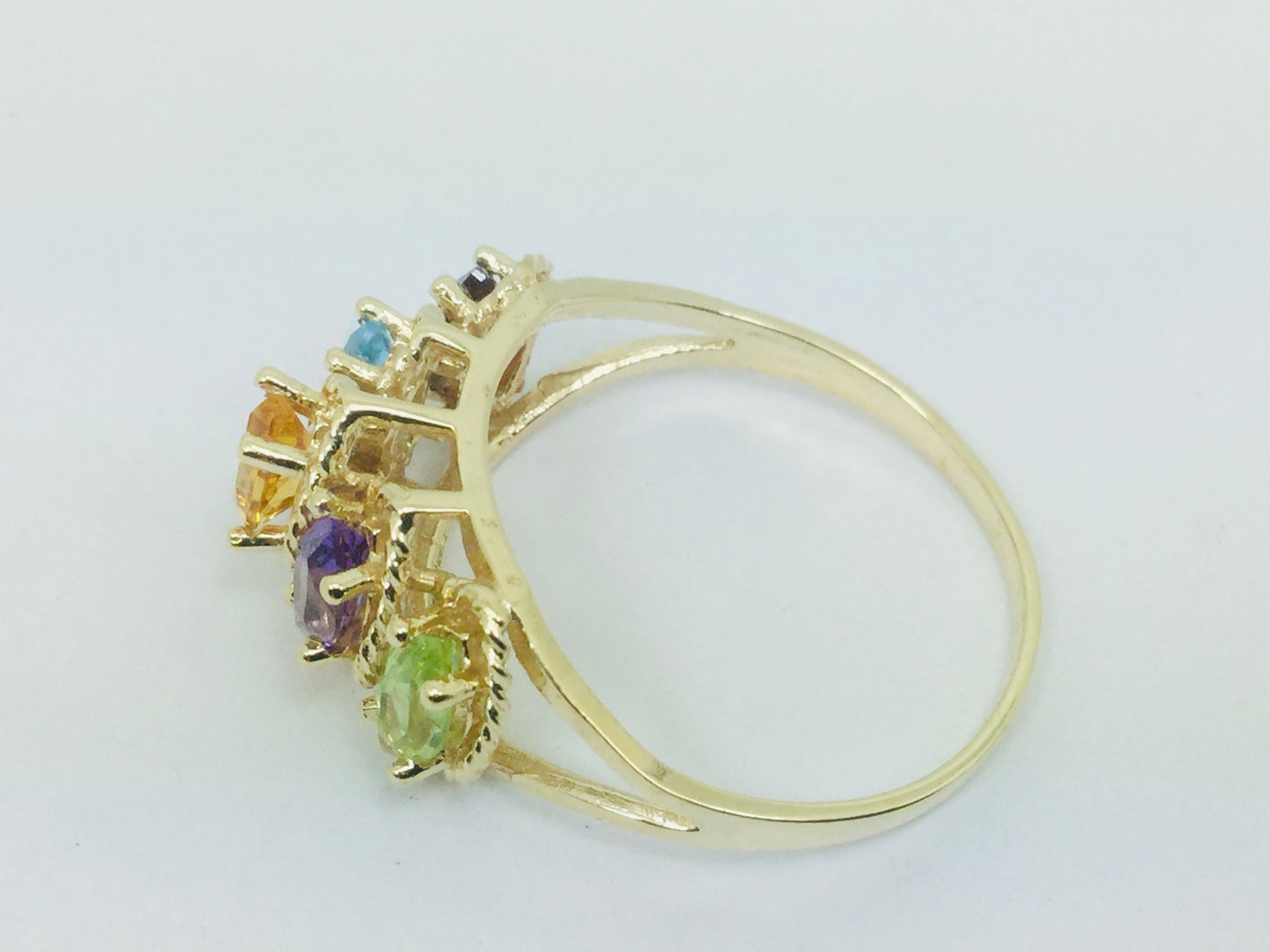 10k Yellow Gold Marquise Cut 5 Stone Family Ring