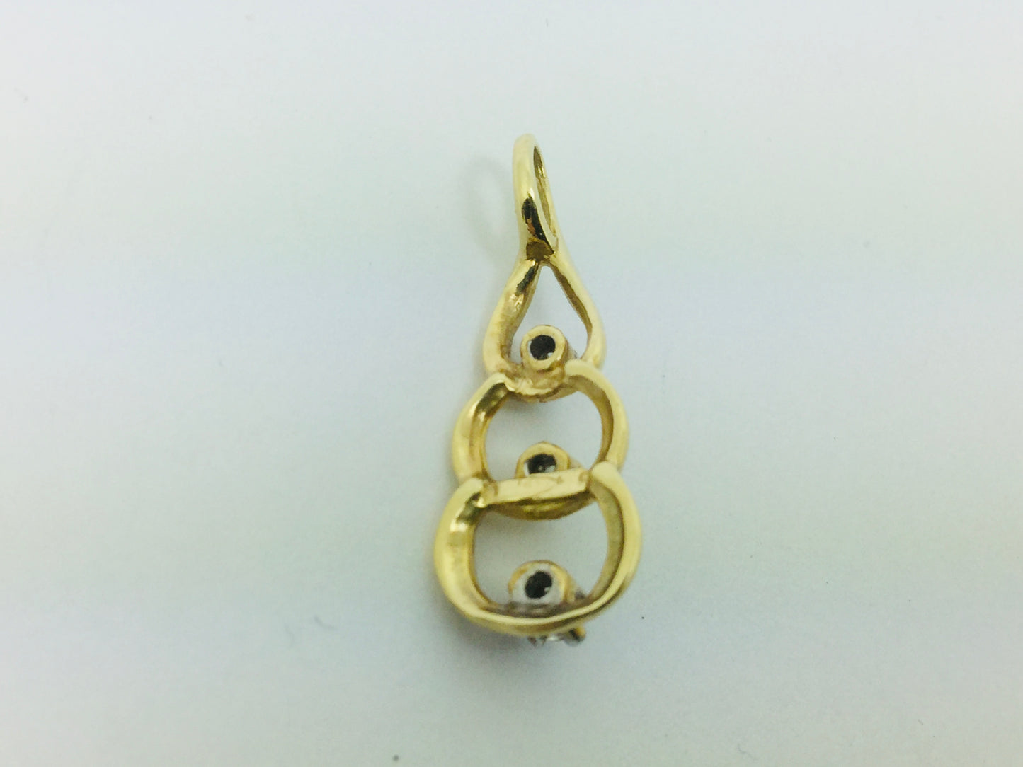 14k Yellow Gold Round Cut 9pt Diamond Trilogy Teardrop Pendent
