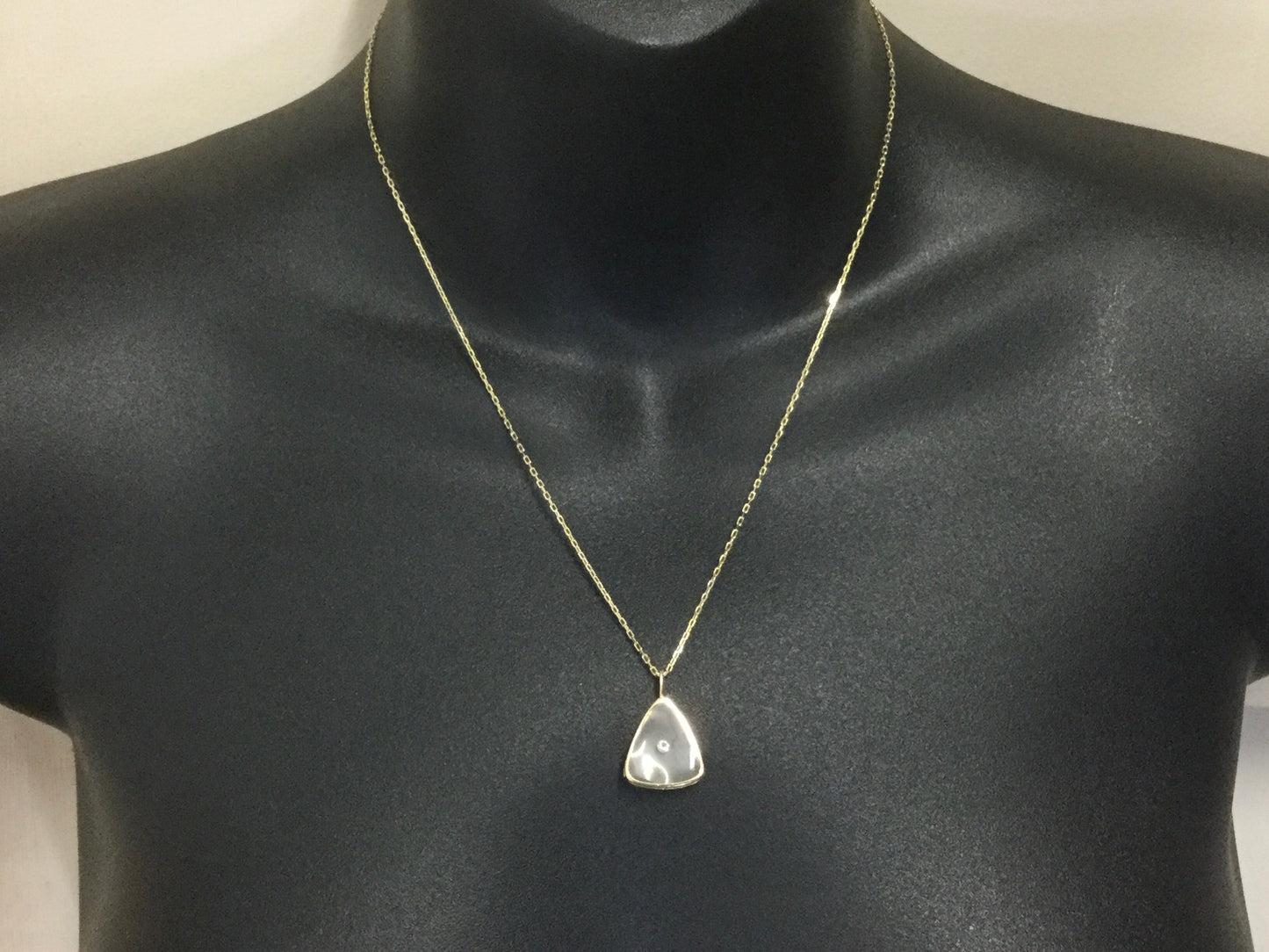14k Yellow Gold Round Cut 3pt Floating Diamond Triangle Pendent