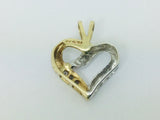 10k White and Yellow Gold Round Cut 5pt Diamond Heart Pendent