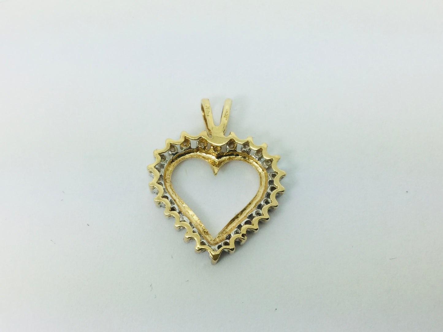 14k Yellow Gold Round Cut 24pt Diamond Heart Pendent