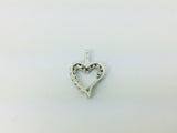 10k White Gold Round Cut 15pt Diamond Heart Pendent