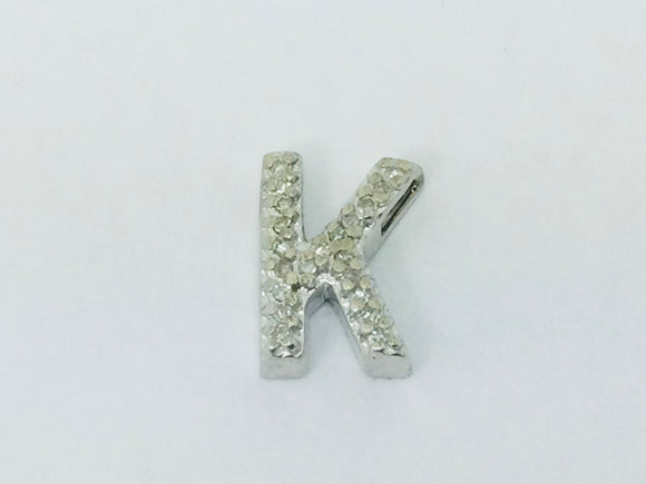 10k White Gold Round Cut 10pt Diamond Initial 'K' Pendent
