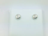 18k White Gold Round Cut 34pt Diamond Solitaire Stud Earrings