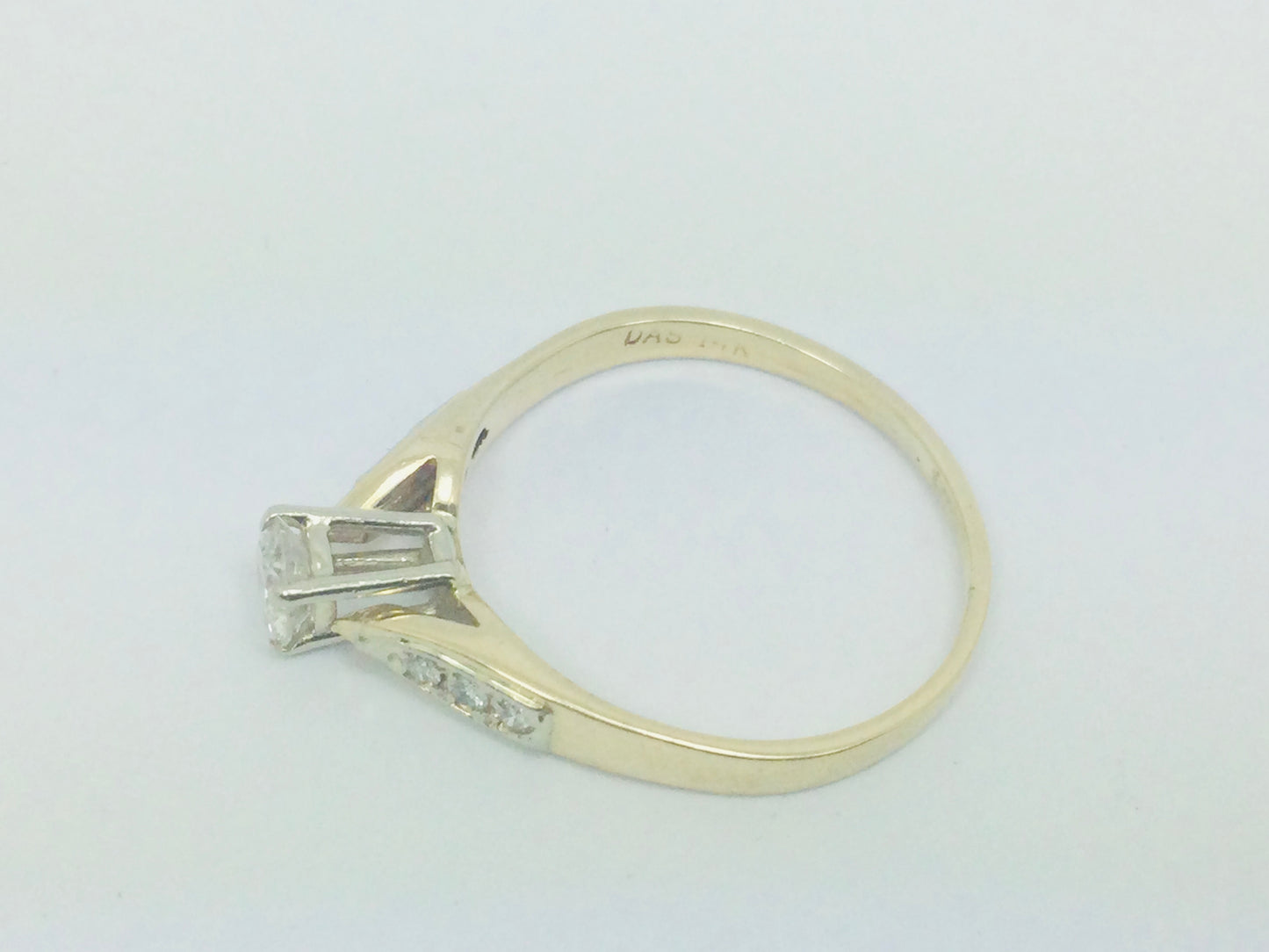 14k Yellow Gold Round Cut 42pt Diamond Solitaire with Diamond Accents Ring