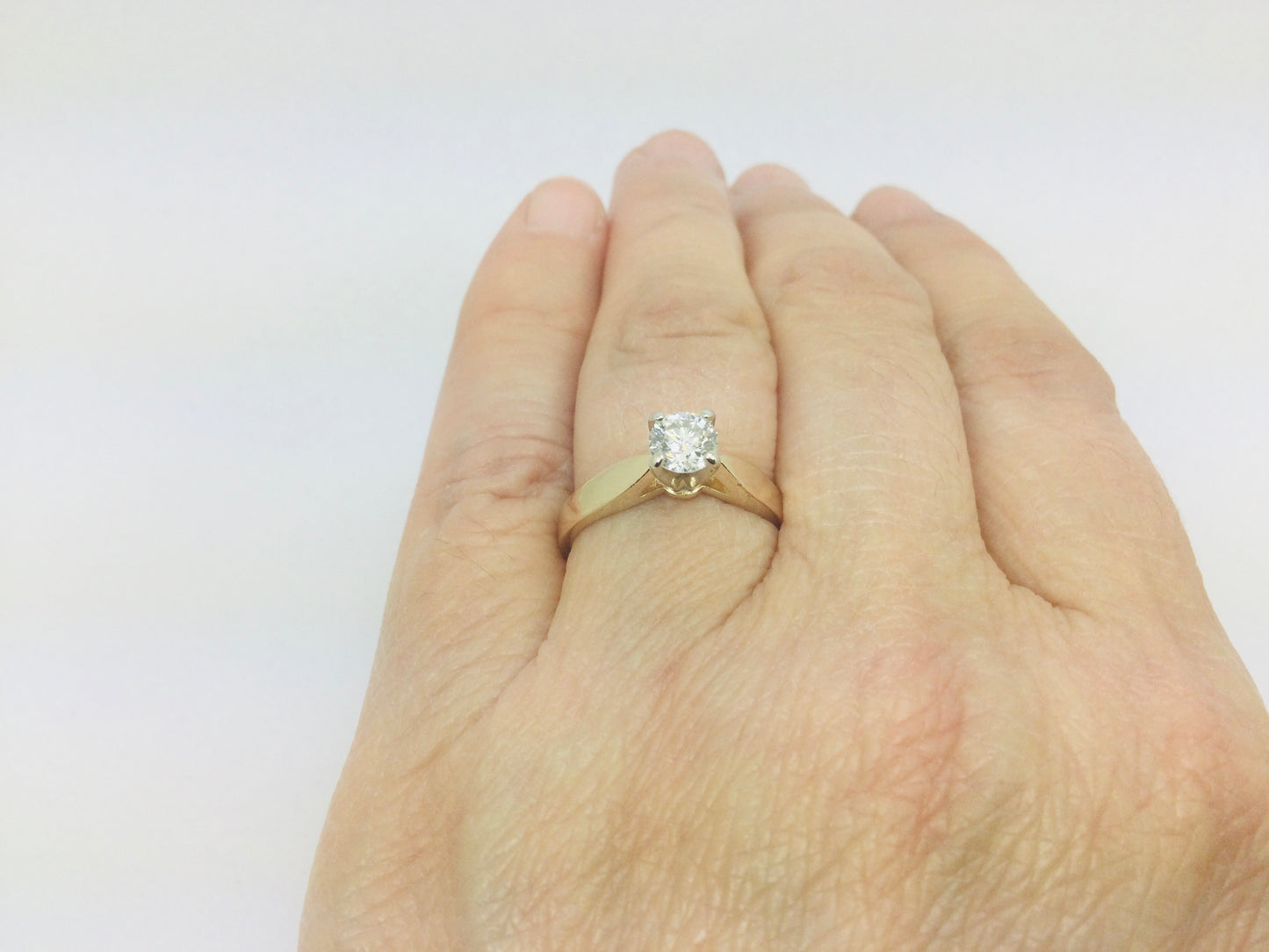 Vintage 14k Gold Brilliant Cut 0.50ct 1/2ct Diamond Solitaire Engagement / Promise / Commitment Ring