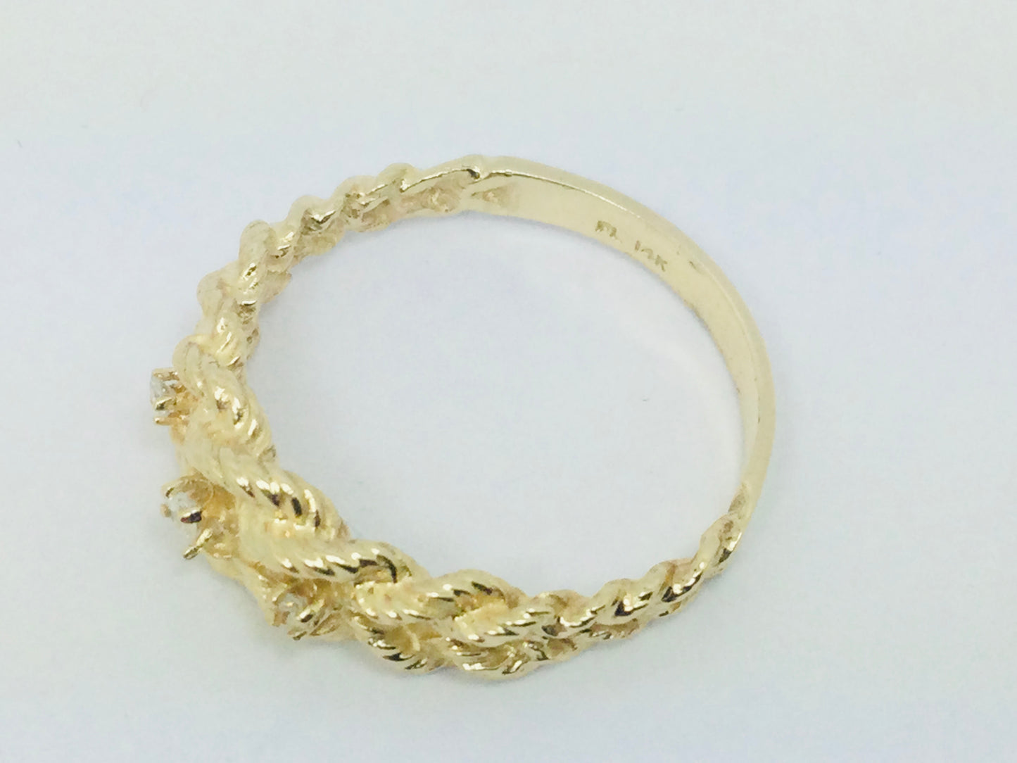 14k Yellow Gold Round Cut 6pt Diamond Trinity Twisted Rope Ring