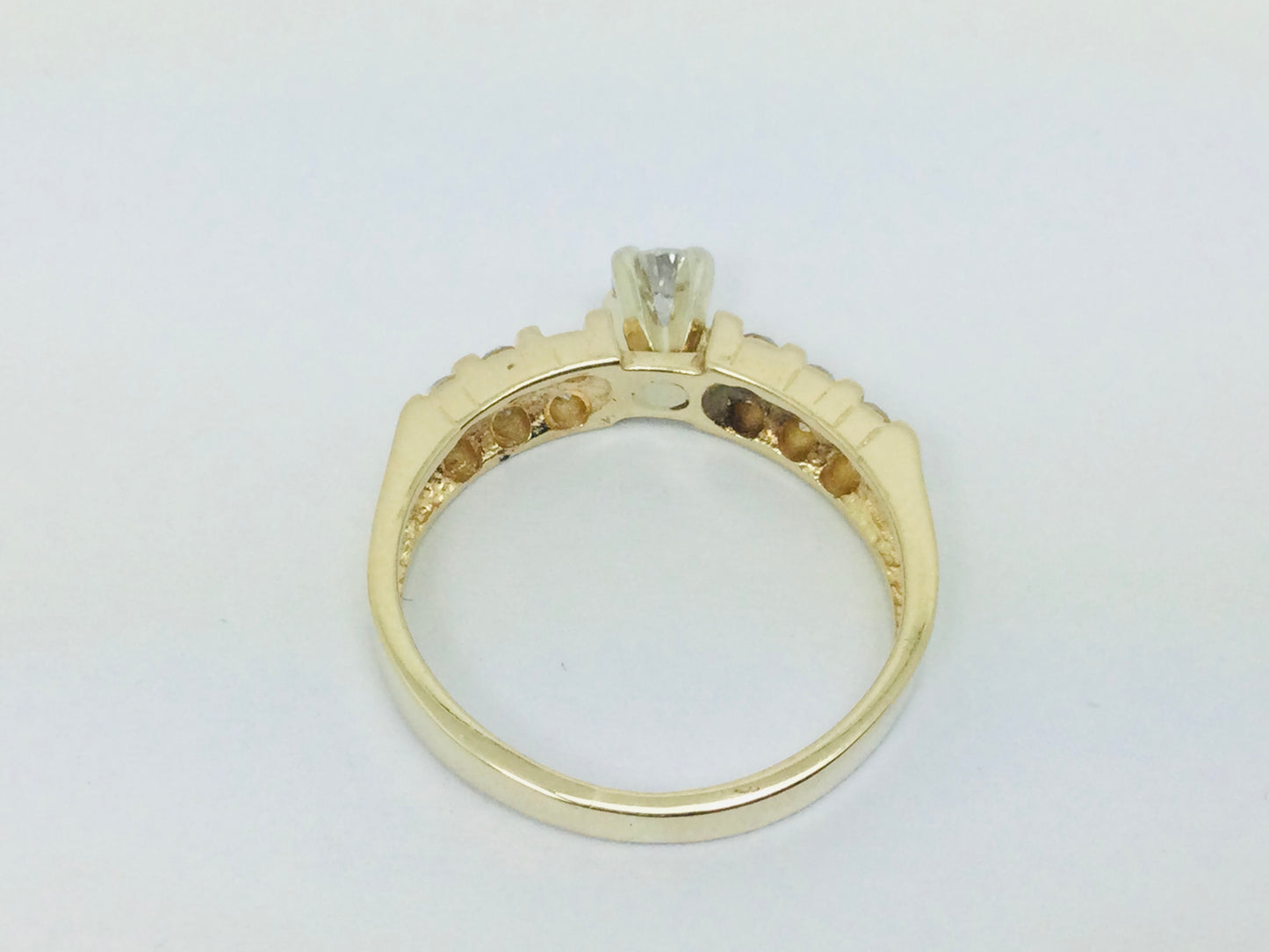 14k Yellow Gold 45pt Round Cut Diamond with Channel Set Accents Ring