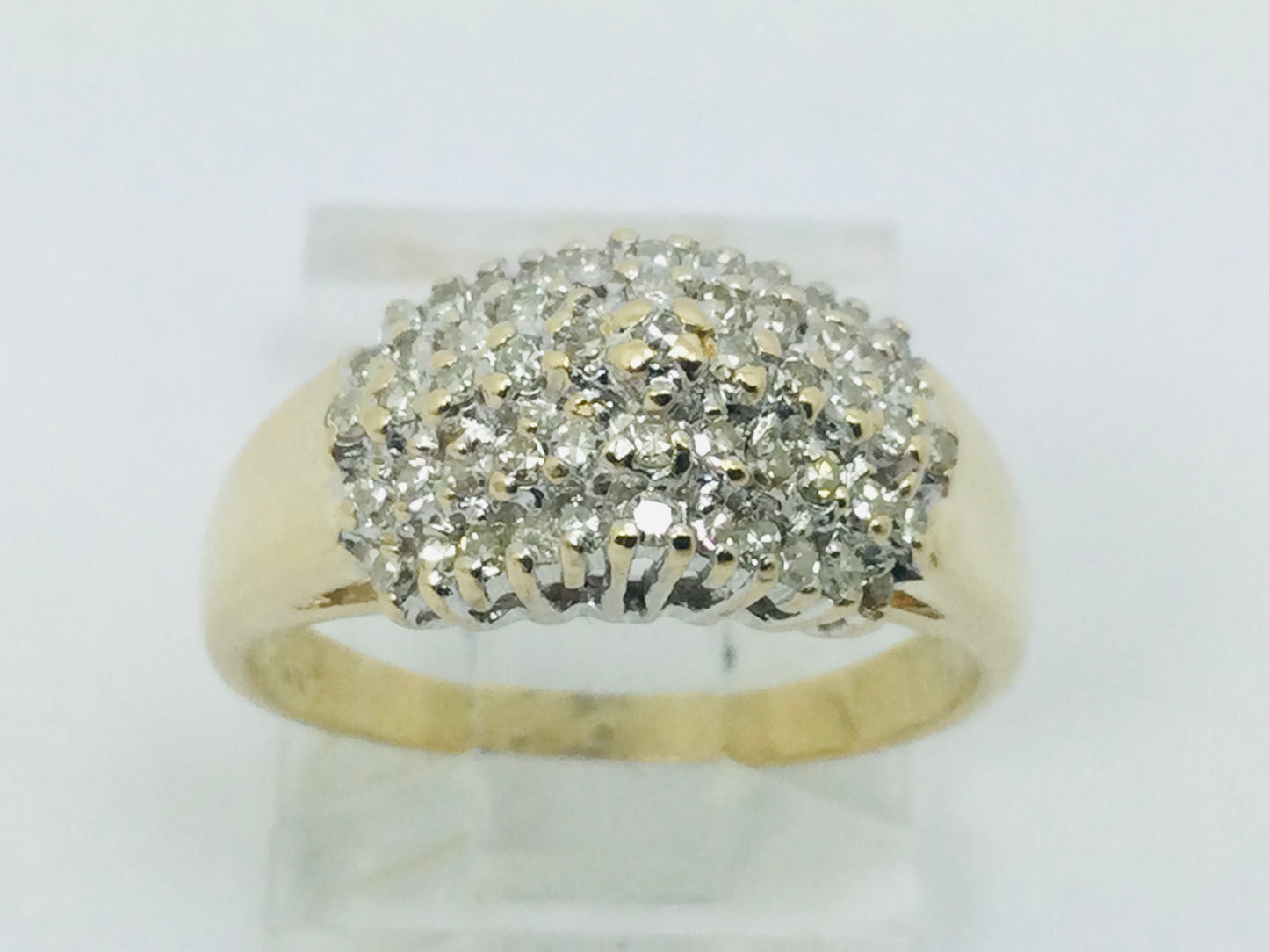 14k Yellow Gold 30pt Round Cut Diamond Row Set Cluster Ring