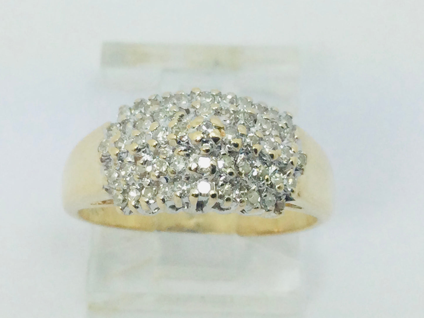14k Yellow Gold 30pt Round Cut Diamond Row Set Cluster Ring
