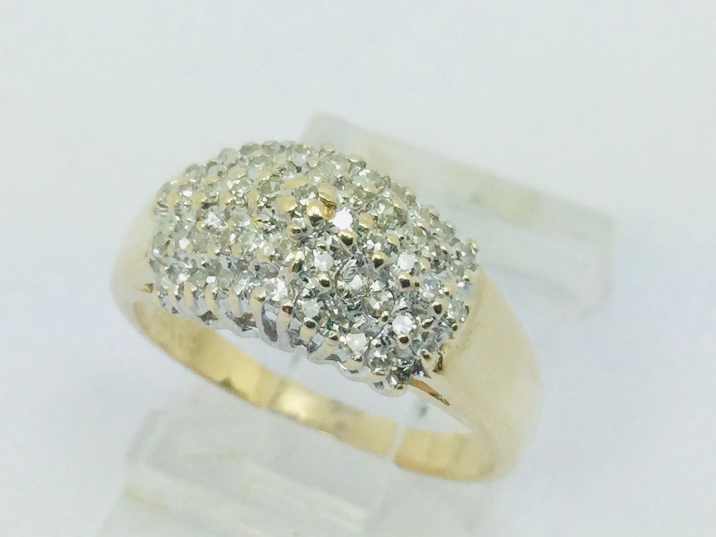 14k Yellow Gold 30pt Round Cut Diamond Row Set Cluster Ring