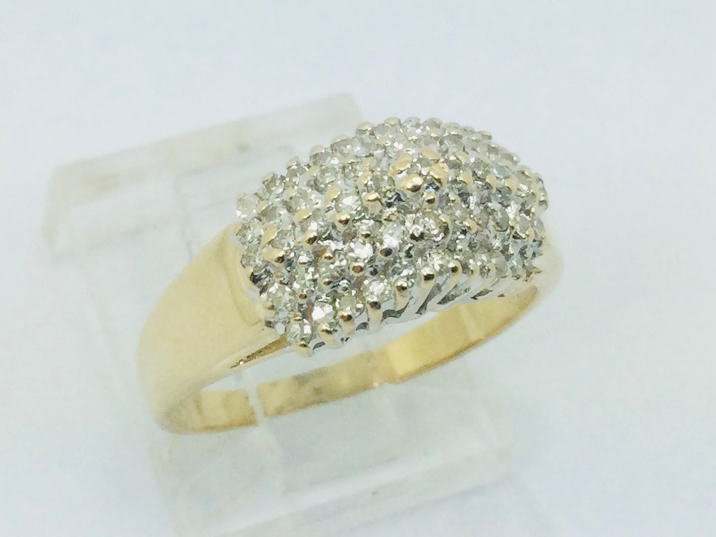 14k Yellow Gold 30pt Round Cut Diamond Row Set Cluster Ring