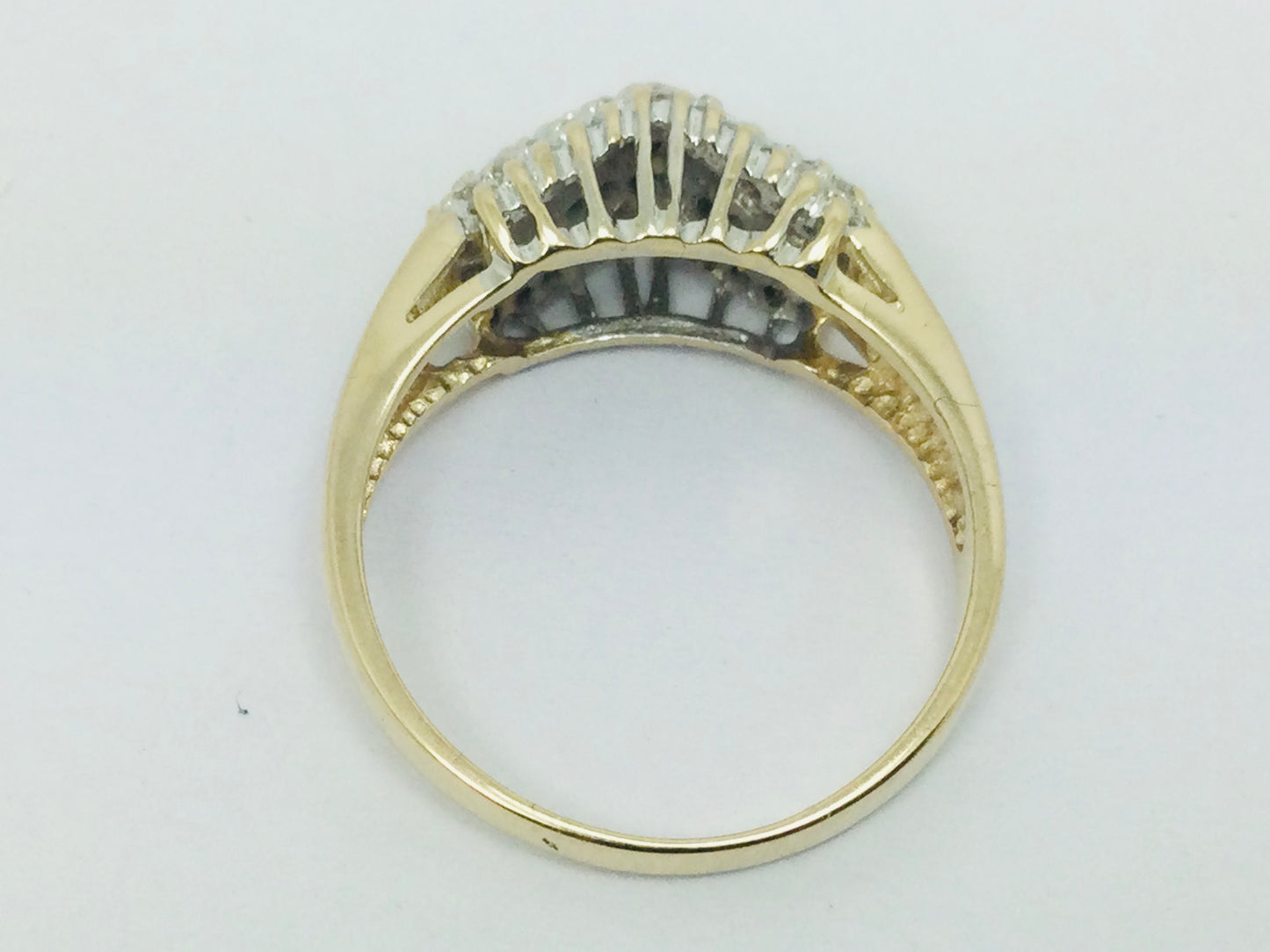 14k Yellow Gold 30pt Round Cut Diamond Row Set Cluster Ring