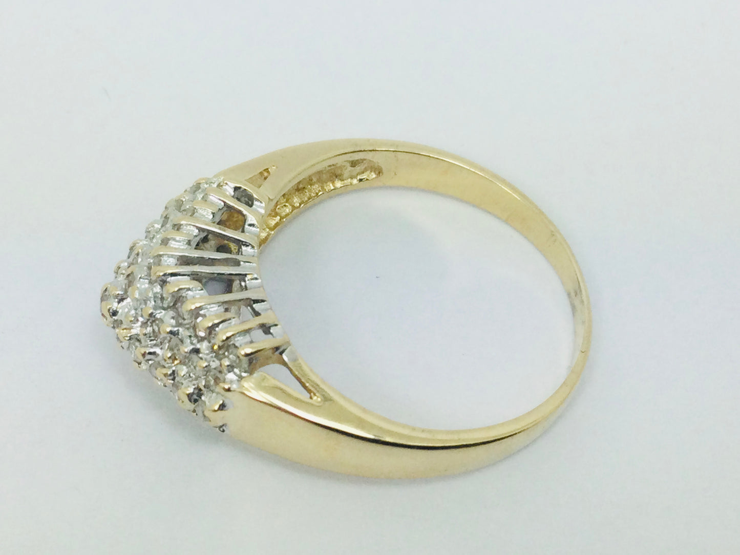 14k Yellow Gold 30pt Round Cut Diamond Row Set Cluster Ring