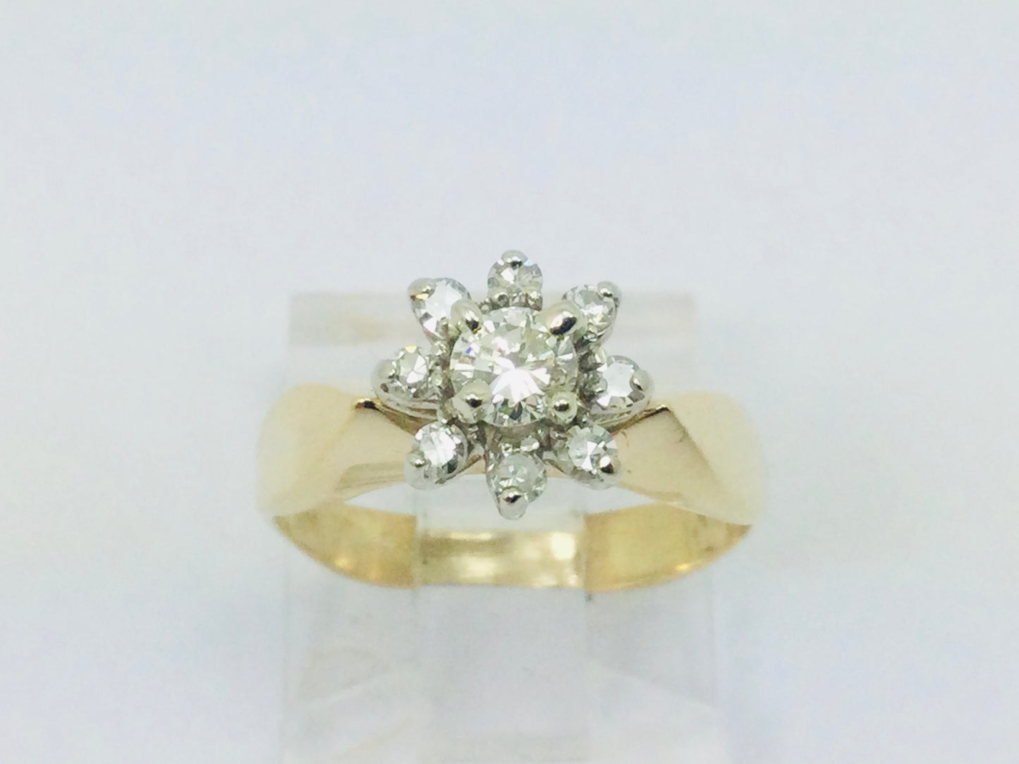 14k Yellow Gold 38pt Round Cut Diamond Cluster Halo Ring