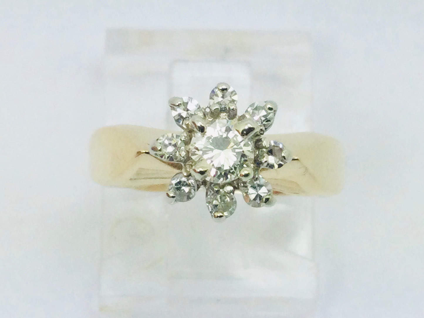 14k Yellow Gold 38pt Round Cut Diamond Cluster Halo Ring