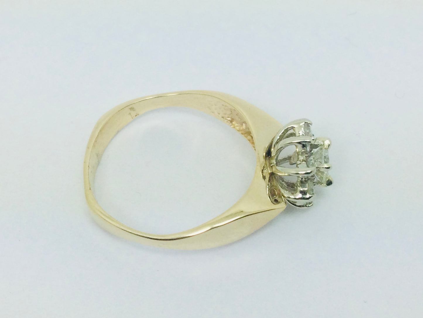 14k Yellow Gold 38pt Round Cut Diamond Cluster Halo Ring