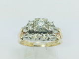 14k White and Yellow Gold 32pt Round Cut Diamond Vintage Engagement Ring & Wedding Band