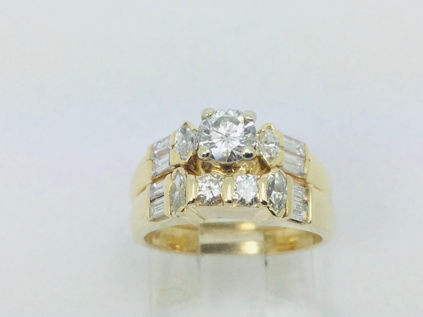 14k Yellow Gold 46pt Round Cut Diamond Wedding Band Ring