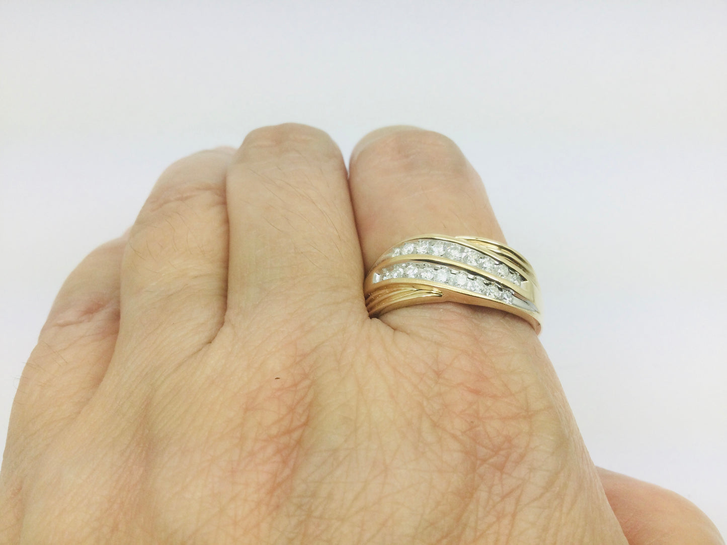 14k Yellow Gold Round Cut 0.5c0t Diamond Row Set Ring