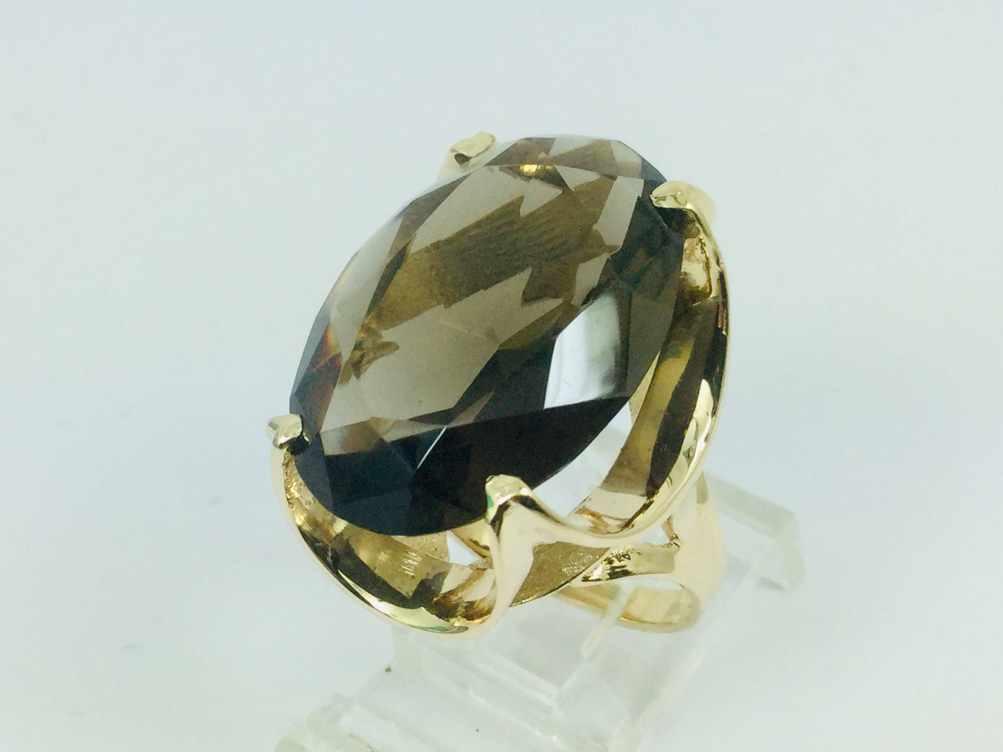 14k Yellow Gold 21.7ct Oval Cut Smoky Topaz November Birthstone Ring